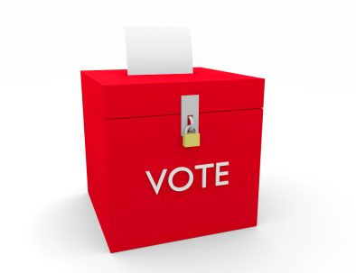 Ballot box representing independent voters and elections